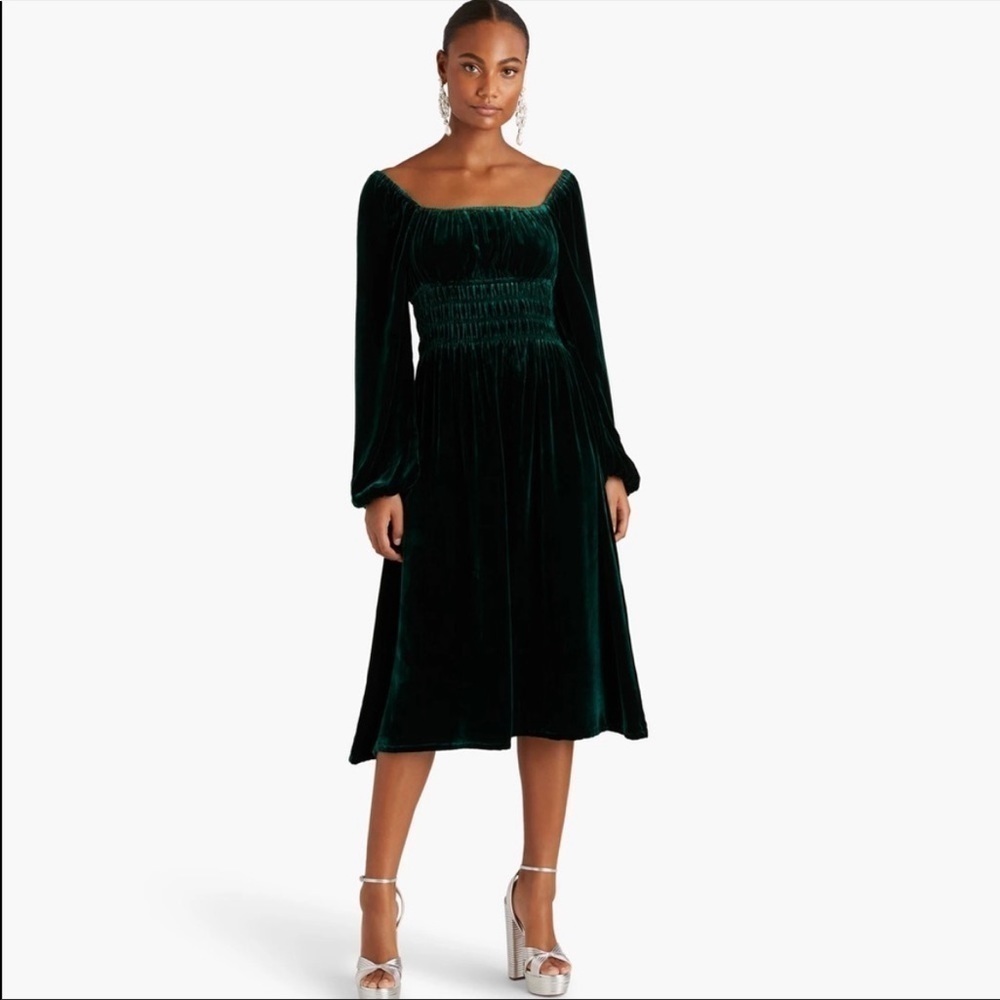 NWT Hill House Home The Jasmine Nap Dress in Emerald Velvet Size XS